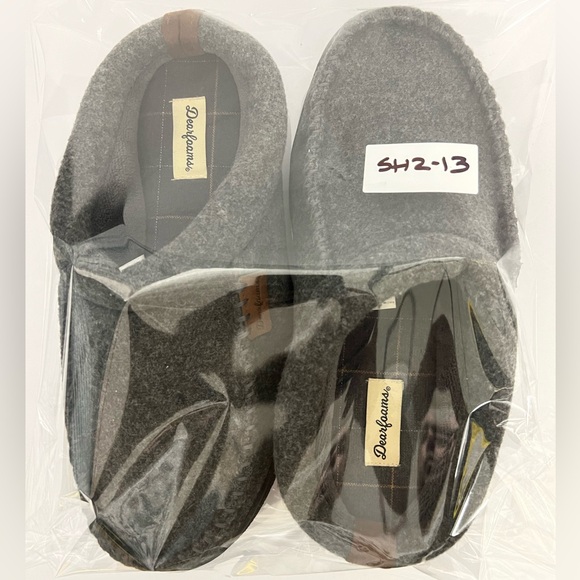 Dearfoam - Men's Dark Heather Gray Wool Memory Foam - No Sweat Slippers - Picture 12 of 12